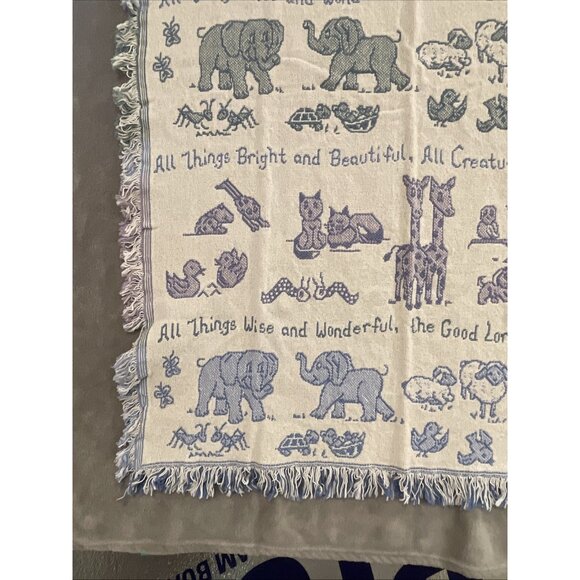 NWT Vintage MMW 1993 Animal Motif Woven Throw All Things Bright & Beautiful 47” - Picture 10 of 11